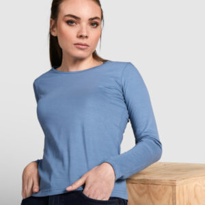 T-SHIRT EXTREME WOMAN 100% algodão, malha simples, 160 g/m². Cinza mesclado 58: 85% algodão / 15% viscose.