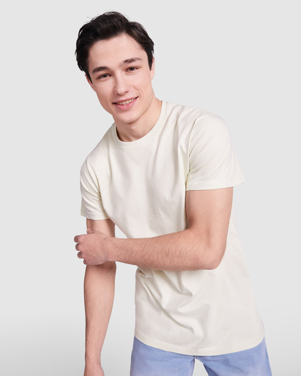 T-SHIRT STAFFORD 100% algodão, malha simples, 190 g/m². Cor cinza mesclado (58): 85% algodão / 15% viscose.